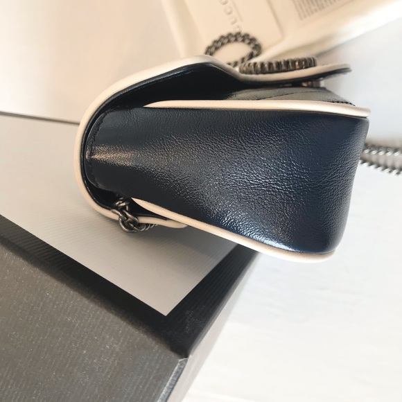 Gucci GG Marmont Super Mini Crossbody Bag Leather Blue Agata/white - Picture 6 of 10